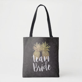 Weddensteam Bride Modern Gold Pineapple Couple Tote Bag