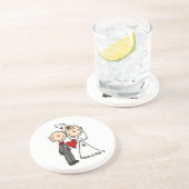 Weddenstellende paar dat ik doe T-shirts en cadeau Zandsteen Onderzetter (Zijkant)