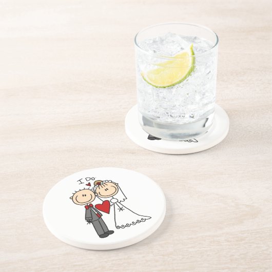 Weddenstellende paar dat ik doe T-shirts en cadeau Zandsteen Onderzetter (Zijkant)