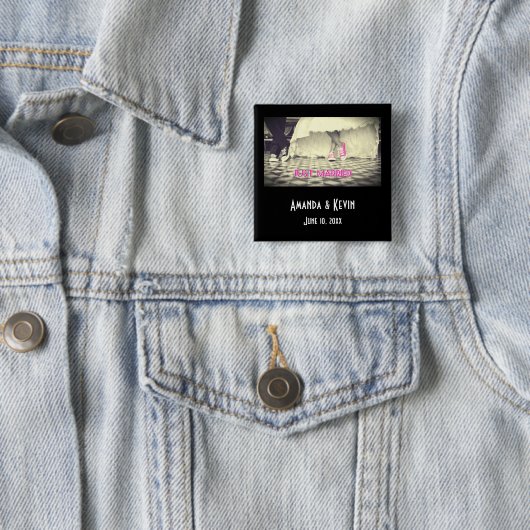 Weddensteller in een Retro Style Fifties Diner Vierkante Button 5,1 Cm (In situ)