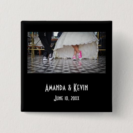 Weddensteller in een Retro Style Fifties Diner Vierkante Button 5,1 Cm (Voorkant)