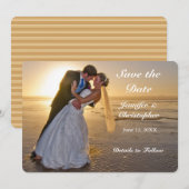 Weddensteller op Sunset Beach Save the Date Kaart (Voorkant / Achterkant)