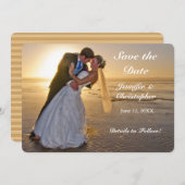 Weddensteller op Sunset Beach Save the Date Kaart (Voorkant / Achterkant)