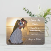 Weddensteller op Sunset Beach Save the Date Kaart (Staand voorkant)