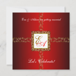 Weddenstellers Shower Uitnodiging Red Gold Leaf