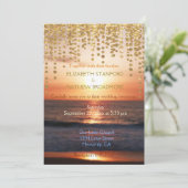Weddensuitnodiging | Beach Sunset Glitter Kaart (Staand voorkant)