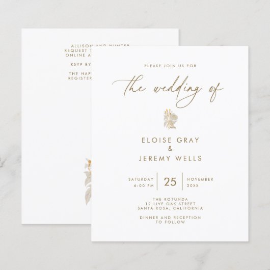 Weddensuitnodiging | Bella (Voorkant / Achterkant)