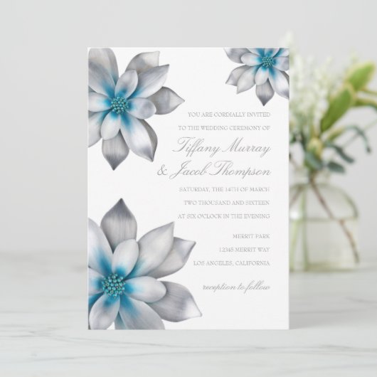 Weddensuitnodiging | Bloemd Kaart (Staand voorkant)