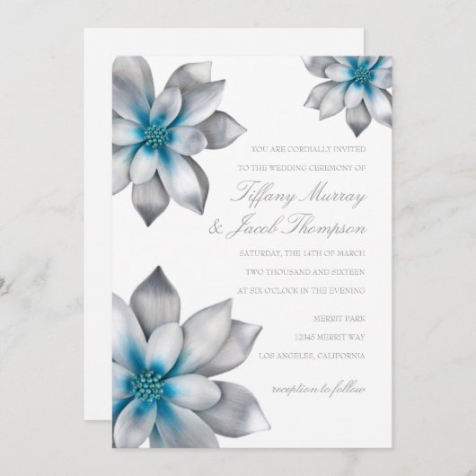 Weddensuitnodiging | Bloemd Kaart (Voorkant / Achterkant)