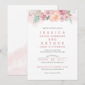 Weddensuitnodiging | Blush en bloei Kaart (Voorkant / Achterkant)