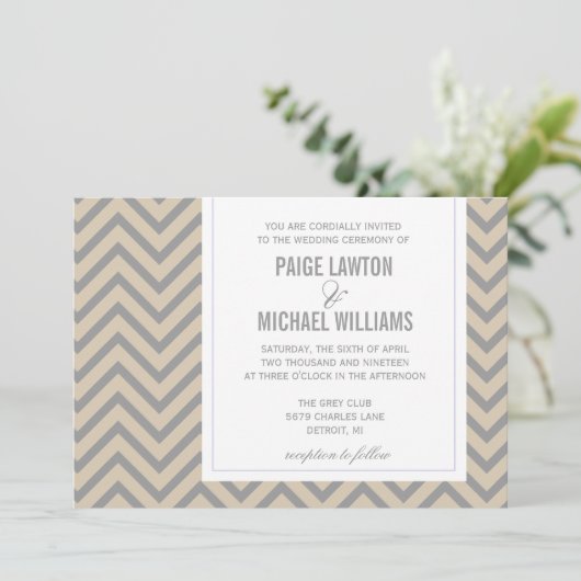 Weddensuitnodiging | Chevron Kaart (Staand voorkant)