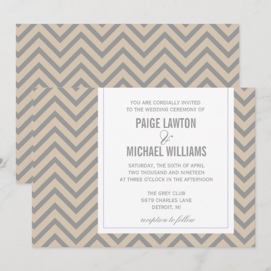 Weddensuitnodiging | Chevron Kaart (Voorkant / Achterkant)