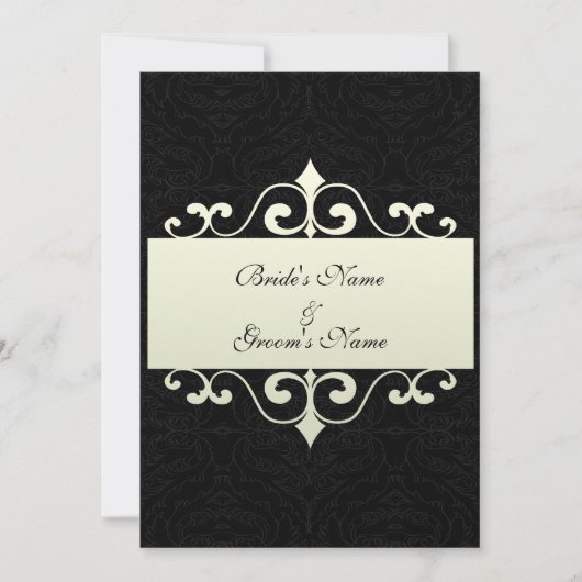 Weddensuitnodiging - Crystal White op zwarte achte Kaart (Voorkant)