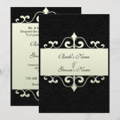 Weddensuitnodiging - Crystal White op zwarte achte Kaart (Voorkant / Achterkant)