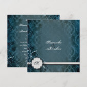 Weddensuitnodiging Elegant  Monogram Damask Kaart (Voorkant / Achterkant)