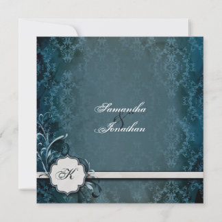 Weddensuitnodiging Elegant  Monogram Damask Kaart