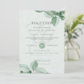 Weddensuitnodiging | Elegant Waterverf Eucalyptus Kaart (Staand voorkant)