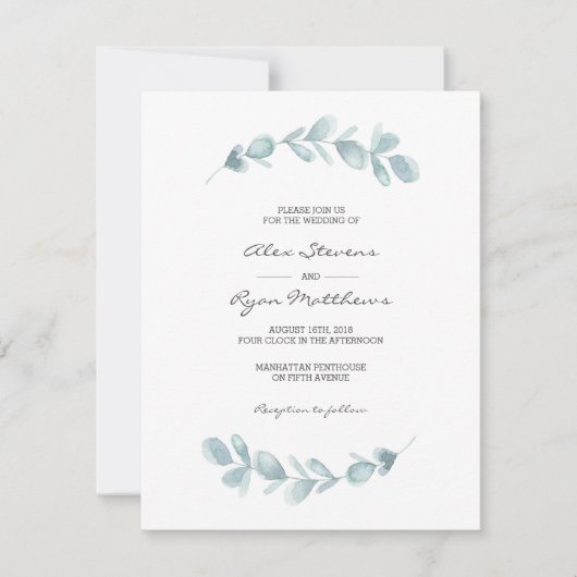 Weddensuitnodiging | Eucalyptustuin waterverf Kaart (Voorkant)