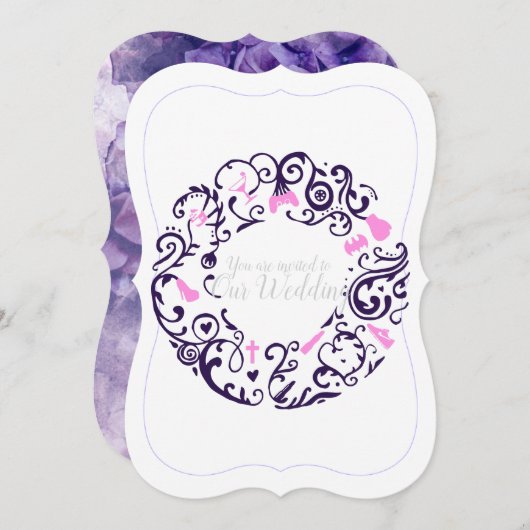 Weddensuitnodiging Feestdagenkaart (Voorkant / Achterkant)