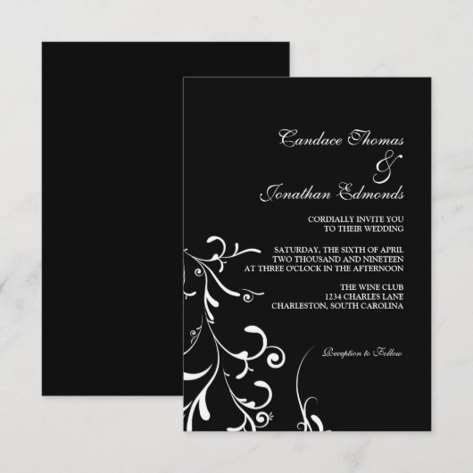 Weddensuitnodiging | Floral Grace III |blw Kaart (Voorkant / Achterkant)