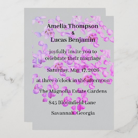 Weddensuitnodiging Folie Uitnodiging (Voorkant / Achterkant)