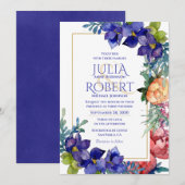 Weddensuitnodiging | Geluk Waterverf Floral Kaart (Voorkant / Achterkant)