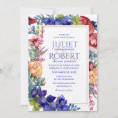 Weddensuitnodiging | Geluk Waterverf Floral Kaart (Voorkant)