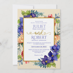 Weddensuitnodiging   Geluk Waterverf Floral Kaart