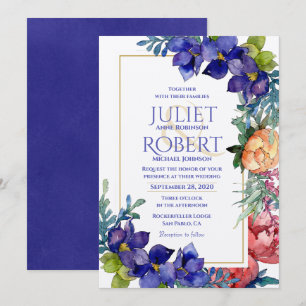 Weddensuitnodiging   Geluk Waterverf Floral Kaart