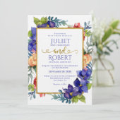 Weddensuitnodiging | Geluk Waterverf Floral Kaart (Staand voorkant)