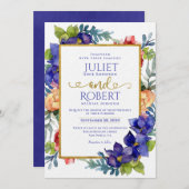 Weddensuitnodiging | Geluk Waterverf Floral Kaart (Voorkant / Achterkant)