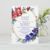 Weddensuitnodiging | Geluk Waterverf Floral Kaart (Staand voorkant)