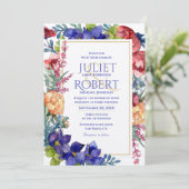 Weddensuitnodiging | Geluk Waterverf Floral Kaart (Staand voorkant)