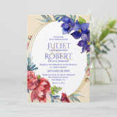 Weddensuitnodiging | Geluk Waterverf Floral Kaart (Staand voorkant)