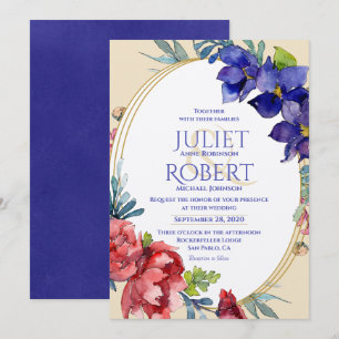 Weddensuitnodiging   Geluk Waterverf Floral Kaart