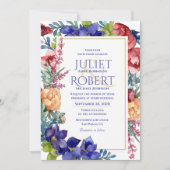 Weddensuitnodiging | Geluk Waterverf Floral Kaart (Voorkant)