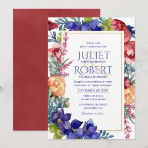 Weddensuitnodiging   Geluk Waterverf Floral Kaart