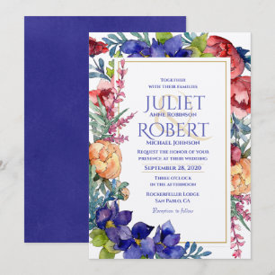 Weddensuitnodiging   Geluk Waterverf Floral Kaart