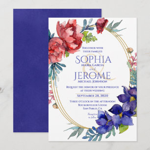 Weddensuitnodiging   Gelukkig Floral-Waterverf Kaart