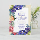 Weddensuitnodiging | Gelukkig Floral-Waterverf Kaart (Staand voorkant)