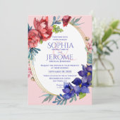 Weddensuitnodiging | Gelukkig Floral-Waterverf Kaart (Staand voorkant)