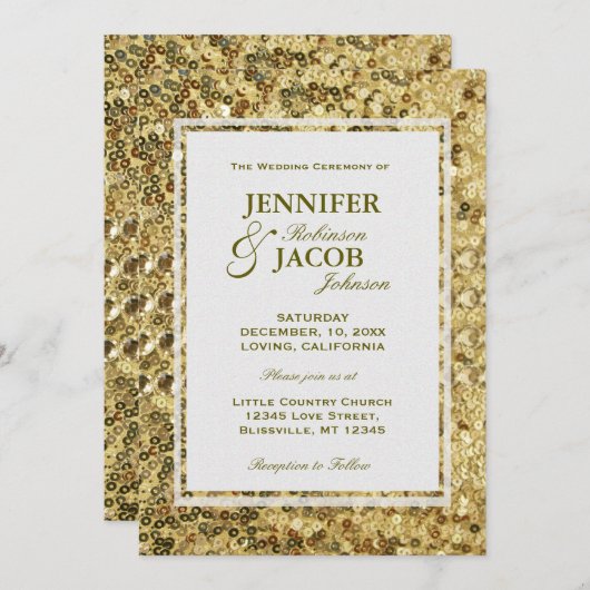 Weddensuitnodiging | Goudharsen Kaart (Voorkant / Achterkant)