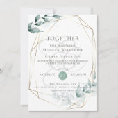 Weddensuitnodiging | Groene botanische grijze Jade Kaart (Voorkant)