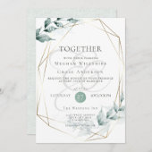 Weddensuitnodiging | Groene botanische grijze Jade Kaart (Voorkant / Achterkant)