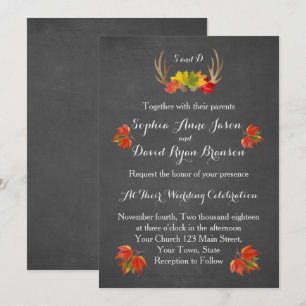 Weddensuitnodiging   Herfst Boho Rustic Antlers Kaart