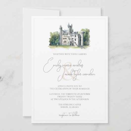 Weddensuitnodiging - Historisch kasteel in Waterve Kaart (Voorkant)