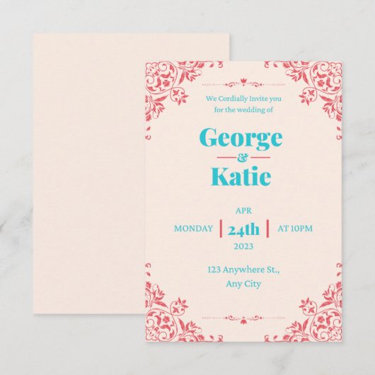 Weddensuitnodiging Informatiekaartje (Voorkant / Achterkant)