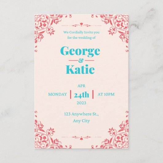 Weddensuitnodiging Informatiekaartje (Voorkant)