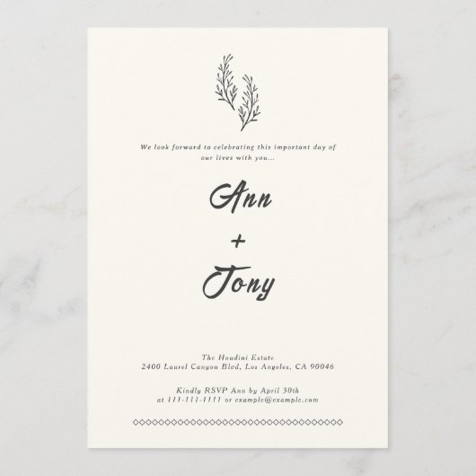 Weddensuitnodiging Kaart (Achterkant)