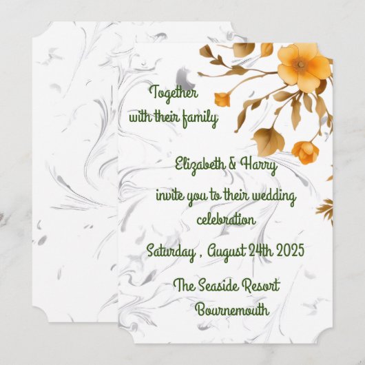 Weddensuitnodiging Kaart (Voorkant / Achterkant)